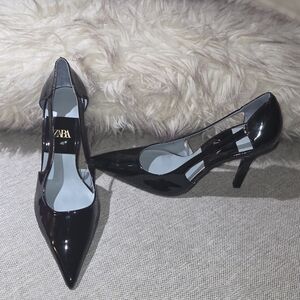 Zara Black Patent Leather Women's Heels
